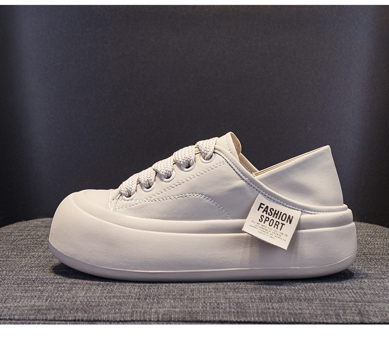 Giày sneaker nữ mũi tròn đế dày phối dây buộc — M 2378m màu, M2378 màu be