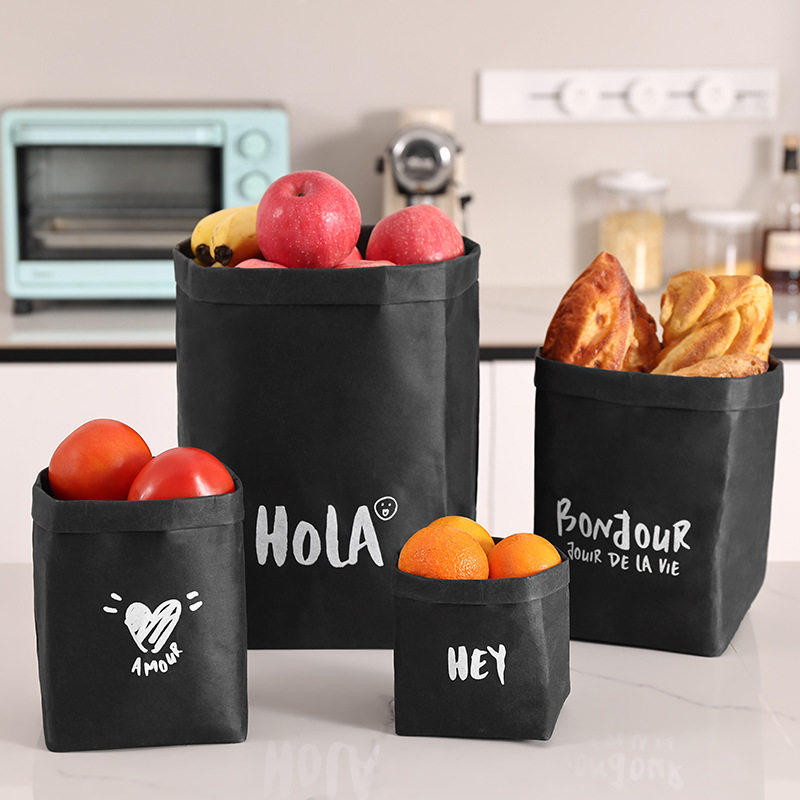 ins style washable Kraft paper bag refrigerator kitchen storage bag round waterproof thickened flower pot pot cover decoration