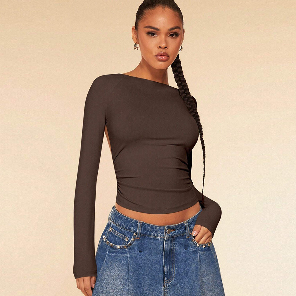 Sexy Backless Crop T Shirt Spring Summer Style European and American Design Comfortable Fabric Wholesale Available