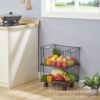 Multifunctional Kitchen Fruit and Vegetable Storage Rack Bedroom Snack Storage Basket Dormitory Storage Rack Iron Storage Basket Universal Wheel