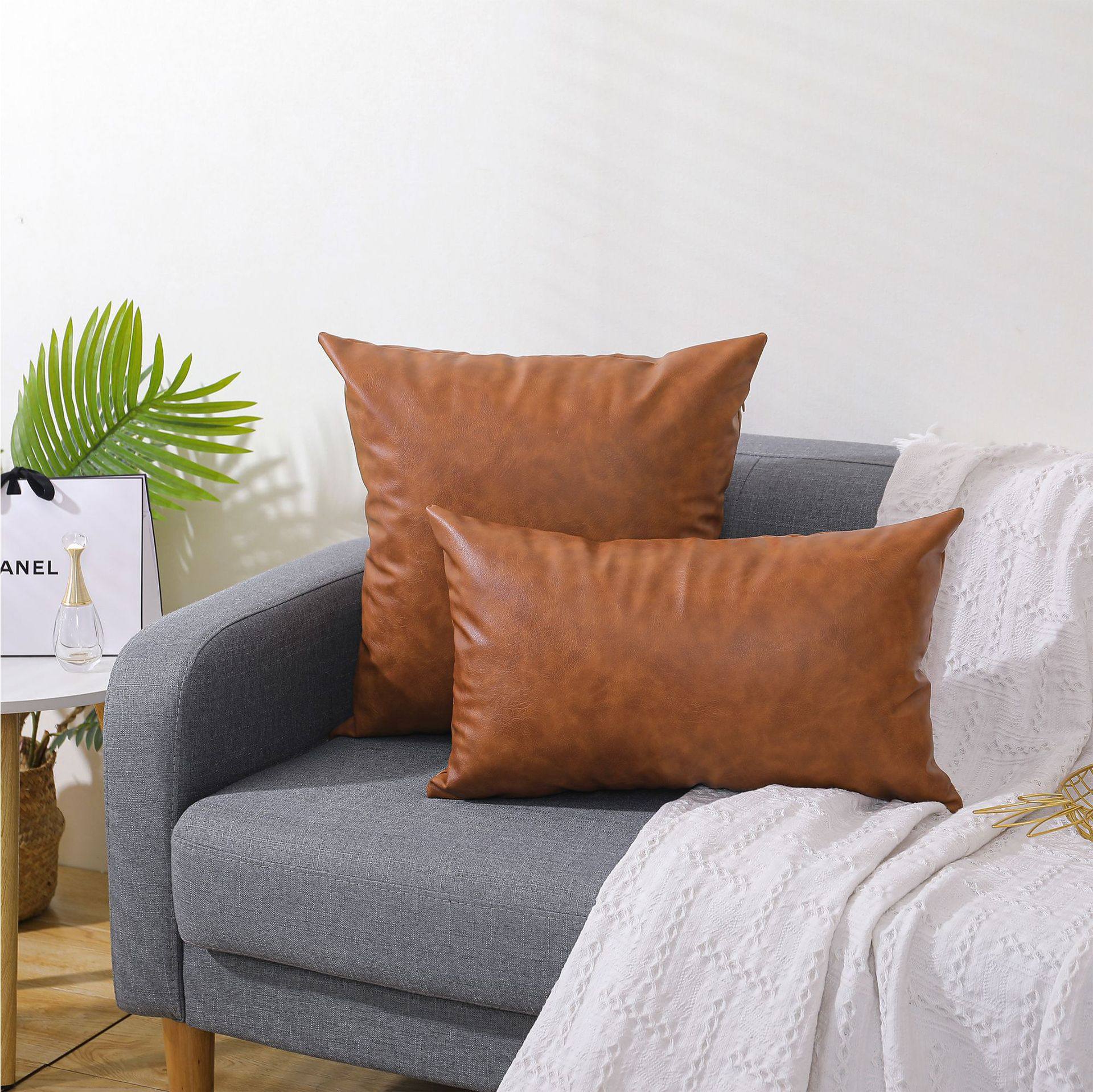 Light Luxury Amazon Home PU Leather Pillow Modern Sofa Pillow Case Waterproof Leather Foreign Trade Pillow Case Wholesale