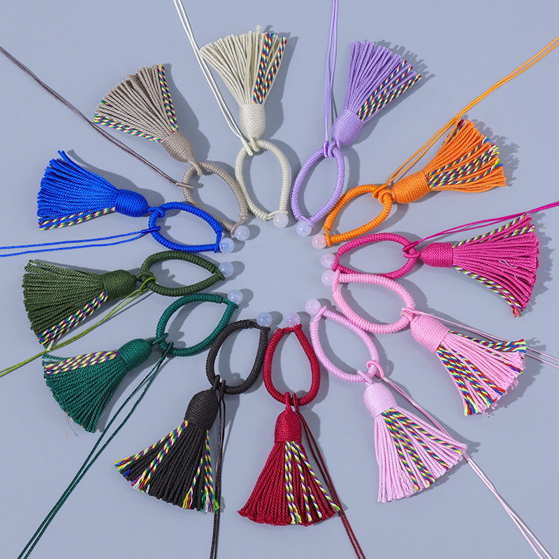 5cm Hand-Twisted Cotton Xizang-Style Cotton Tassel Keychain Tassel Semi-Finished Pendant DIY Jewelry Accessories Wholesale