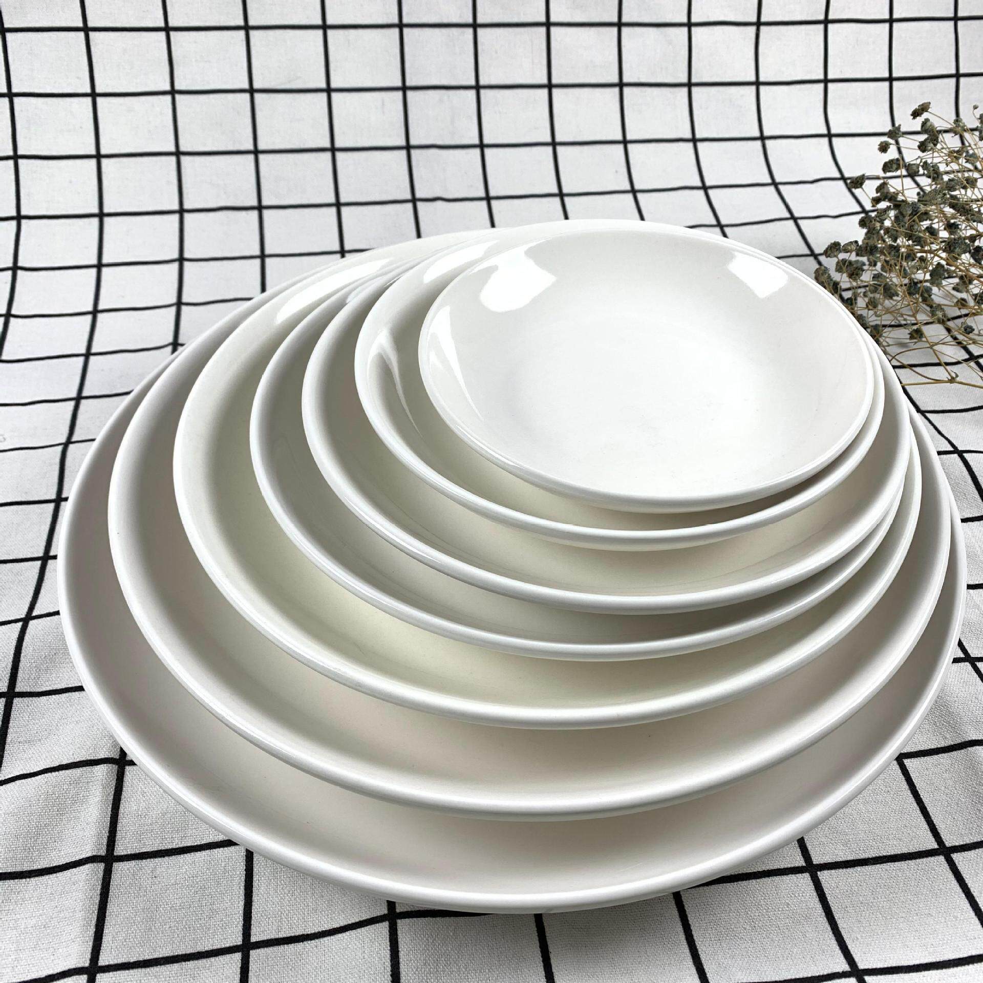 Factory direct hotel department store wholesale household pure white ceramic fruit plate 6 inch fruit plate 8 inch rice plate 10 inch fruit plate