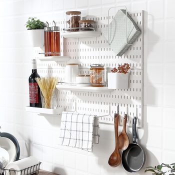 Storage Rack Kitchen Wall Nail-Free Hanging Board Bathroom Wall Storage Extra Large Hole Board Self-Adhesive Punch-Free Hook