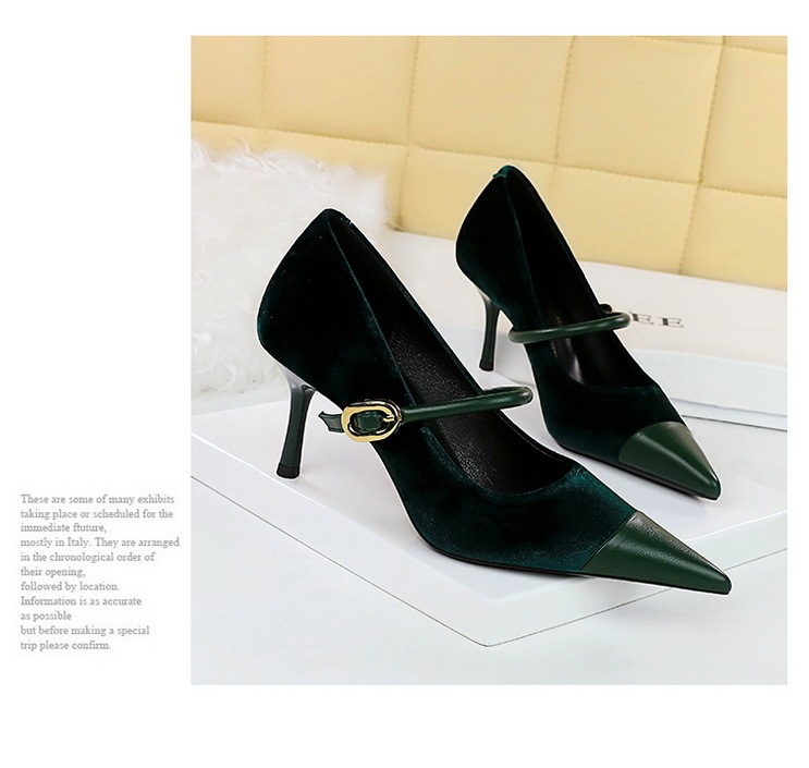 Giày cao gót nữ mũi nhọn nhung nhung phối quai ngang dự tiệc — 9116-1 Đen 10cm, 9116-1 lạc đà 10cm, 9116-1 Màu xanh hoàng gia 10cm, 9116-1 Rượu vang đỏ 10cm