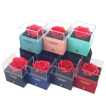 Eternal Flower Box Valentine's Day Gift Box Transparent Acrylic Box Necklace Pendant Ring Box Rose Gift Box