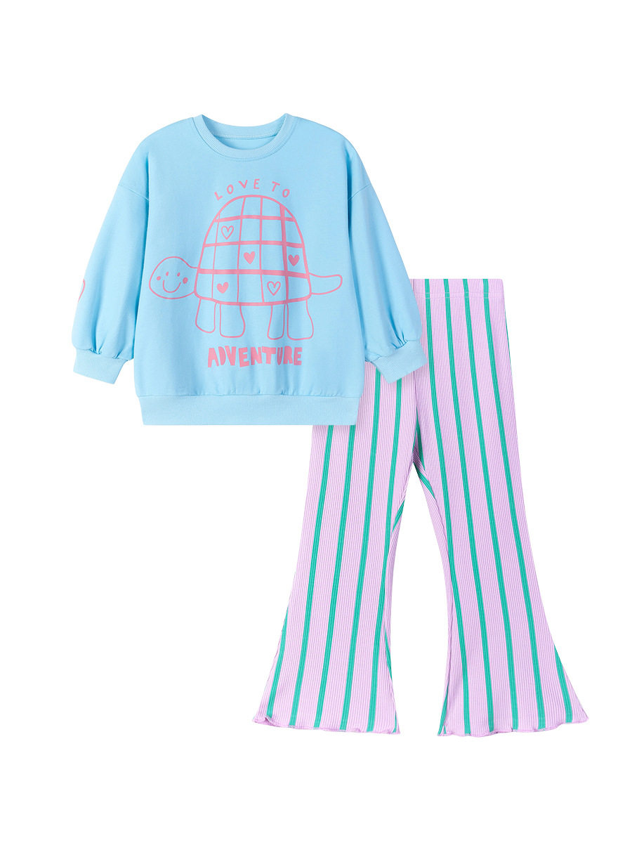 Kids' Clothing Wholesale, Autumn Cute Girls' Kids' Clothing, Striped Cotton Kids' Set