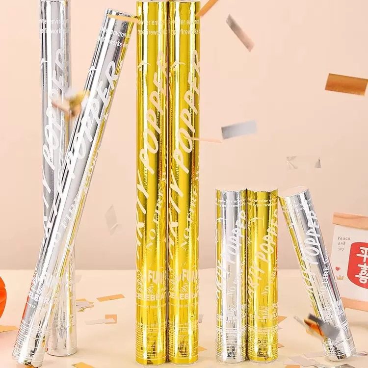 Silver Gold Salute Fireworks Party Atmosphere Wedding Handheld Spray Tube Wedding Atmosphere Props Laser Sequins