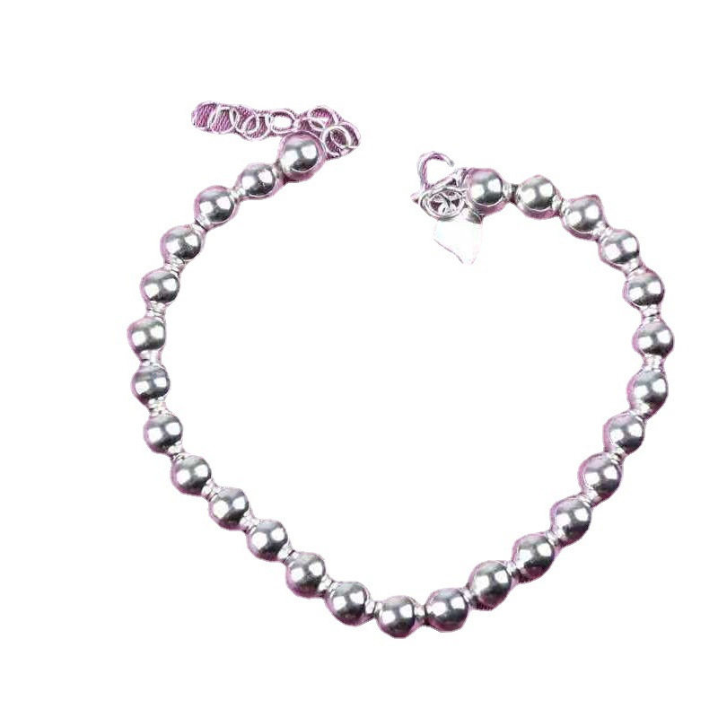 Factory Price Korean Fashion Jewelry White Copper Silver Plated Bracelet Wholesale Gloss Round Bead Bracelet Taobao Silver Plated Bracelet