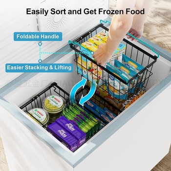 New Kitchen Freezer Storage Basket Adjustable Size Refrigerator Food Storage Basket Partition Basket Classification Storage Basket