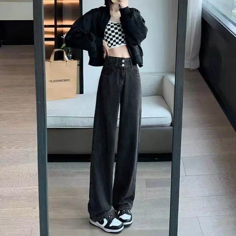 High Waisted Wide Leg Jeans for Women Loose Fit Slimming Fashionable Plus Size Spring Casual Wear Wholesale