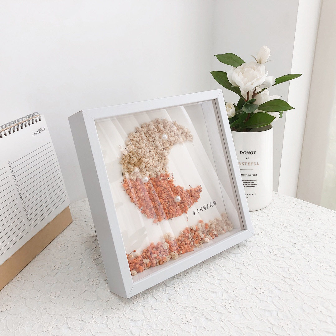 Factory direct dried flower photo frame diy wall wholesale creative hollow wooden 3-5cm decorative dried flower frame specimen frame