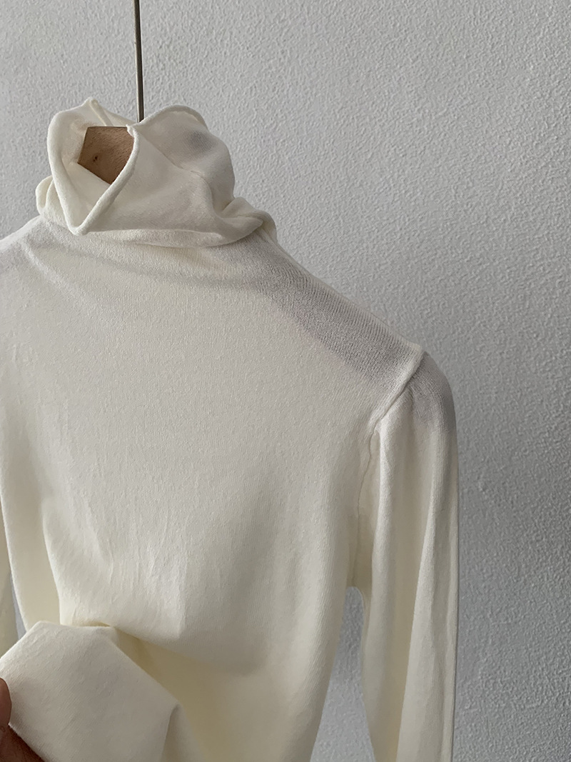 欧玛莱 柔软堆堆领纯色长袖安迪绒修身显瘦针织打底衫上衣女 4793