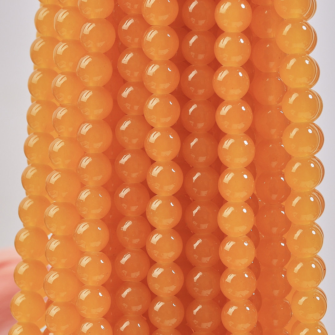 玻璃仿玉圆珠纯色散珠手工diy玉髓手链项链散珠子琉璃珠饰品配件