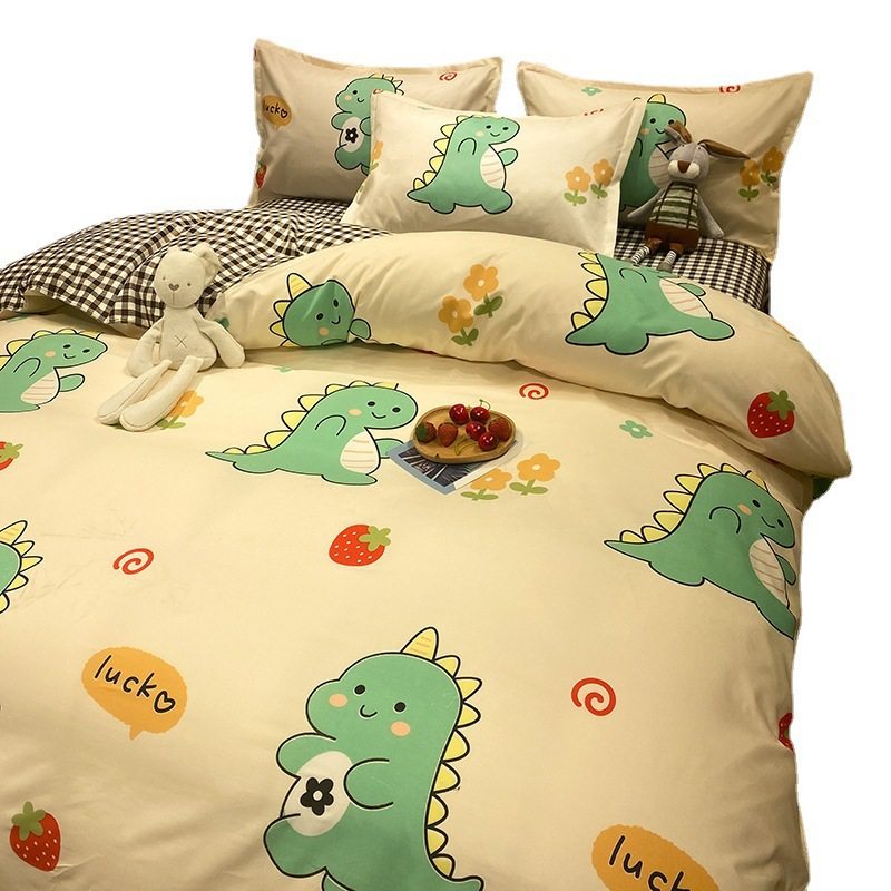 Factory wholesale four-piece bedding set four seasons student dormitory bed sheet quilt cover three-piece brushed quilt cover