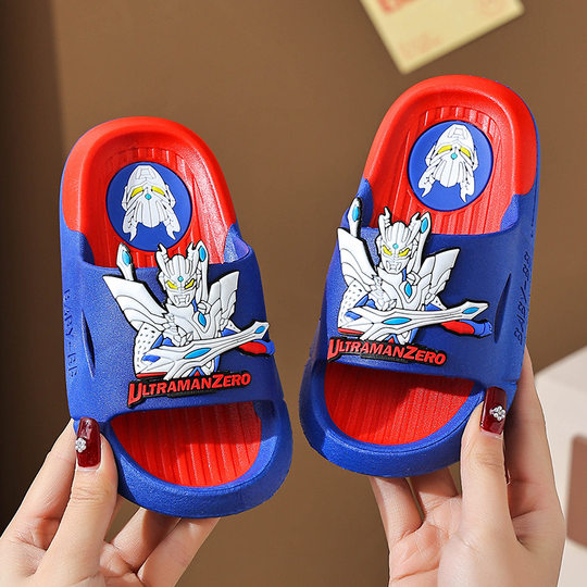 Infinite Sello Ultraman Slippers Boys Summer 2025 New Home Soft Bottom Non-Slip Slippers for Baby Kids