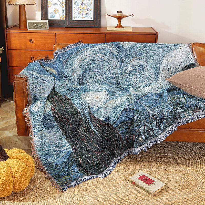 Cross-border Custom Camping Blanket Outdoor picnic mat Sofa Blanket Ins Wind Line Blanket Camping Nap Blanket Decorative Hanging Blanket