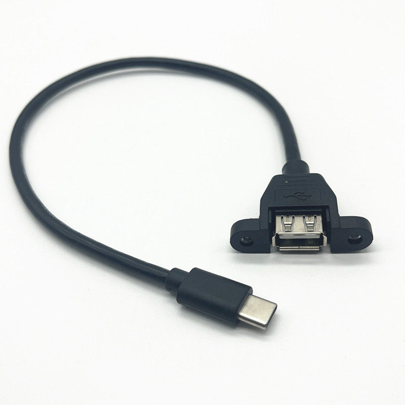 Type-C转USB母延长线带耳朵螺丝孔可固定 USB3.1转USB2.0母面板线