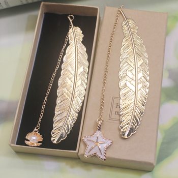 Manufacturer Wholesale Metal Feather Bookmarks, Cross-Border Creative Leaf Vein Gifts, Graduation Gifts for Classmates, Brass 2026