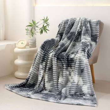 2025 New Thickened 260g Printed Flannel Scandinavian Tie-Dye Coral Velvet Office Air Conditioning Blanket