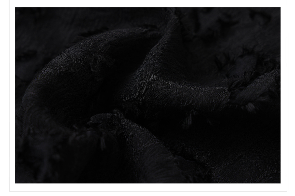 Áo sơ mi nữ dài tay cổ đứng vạt chéo cúc bấm phối họa tiết — Dark Night Black (Giao hàng ngay hôm nay), Dark Night Black (Giao hàng trong 7 ngày), Màu vàng mạch nha (cấp trong ngày), Màu vàng mạch nha (tóc 7 ngày)