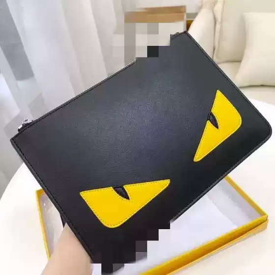 F Di Clutch Bag Men's Large Capacity Little Monster Envelope Bag Genuine Leather Clutch Bag Casual Business Clutch Bag High Quality