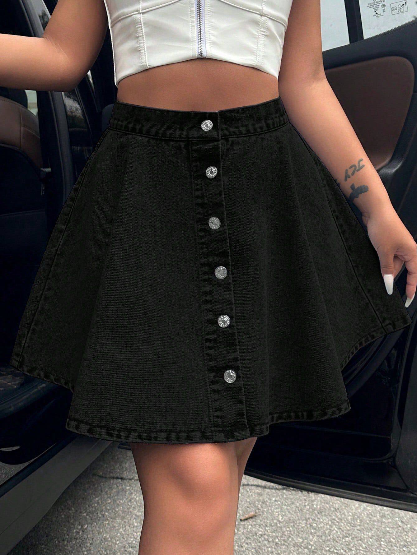 High Waisted Loose Fit Denim Skirt Casual Chic Style Flattering Design Perfect for Everyday Wear Ready to Ship