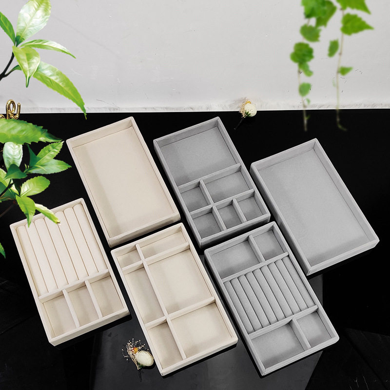 In stock wholesale flannel jewelry tray jewelry display tray ring stud earrings jewelry display tray drawer storage and finishing
