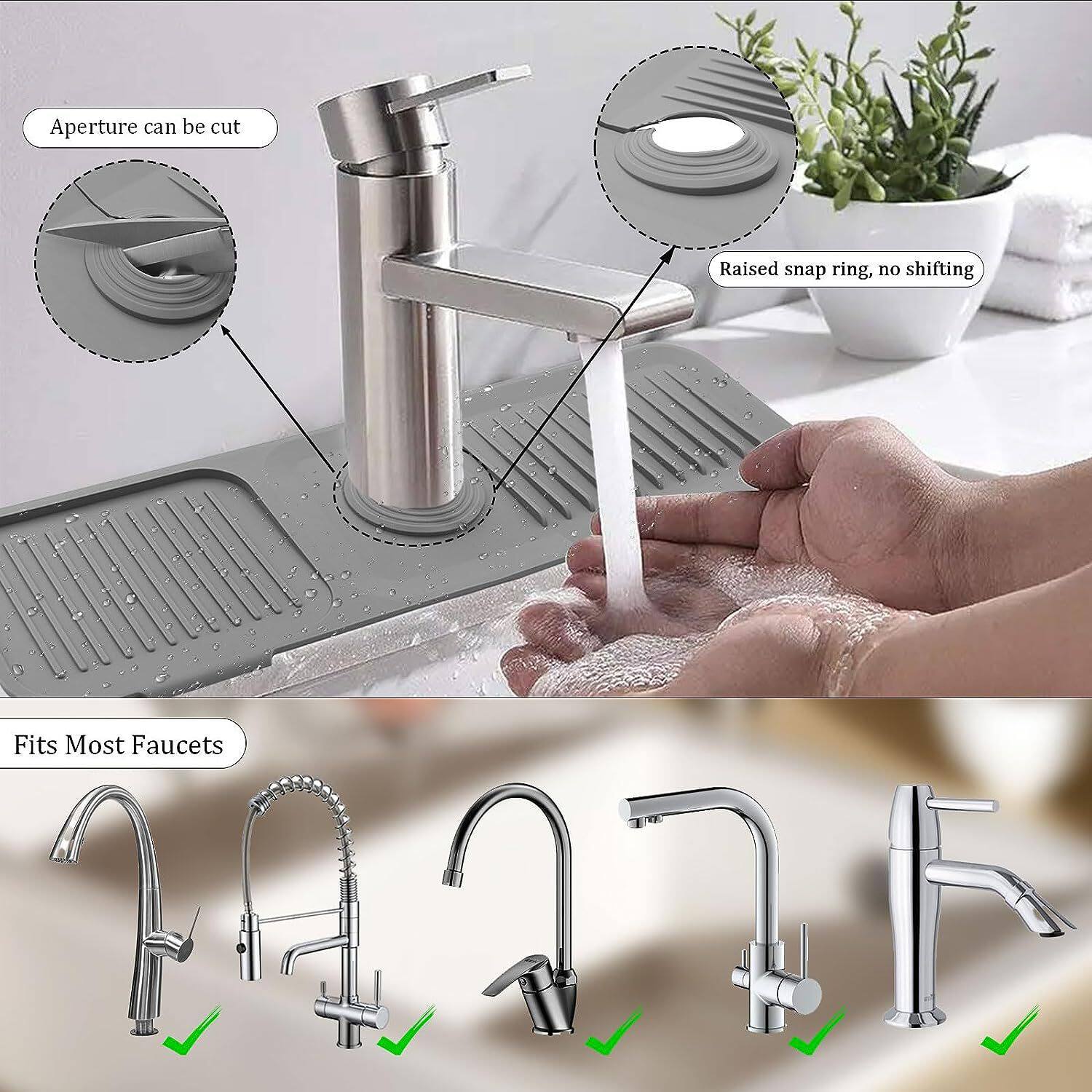 Wow Cross-Border Silicone Faucet Splash Pad Bathroom Kitchen Mat Anti-Splash Drain Pad Faucet Waterproof Thickeneding