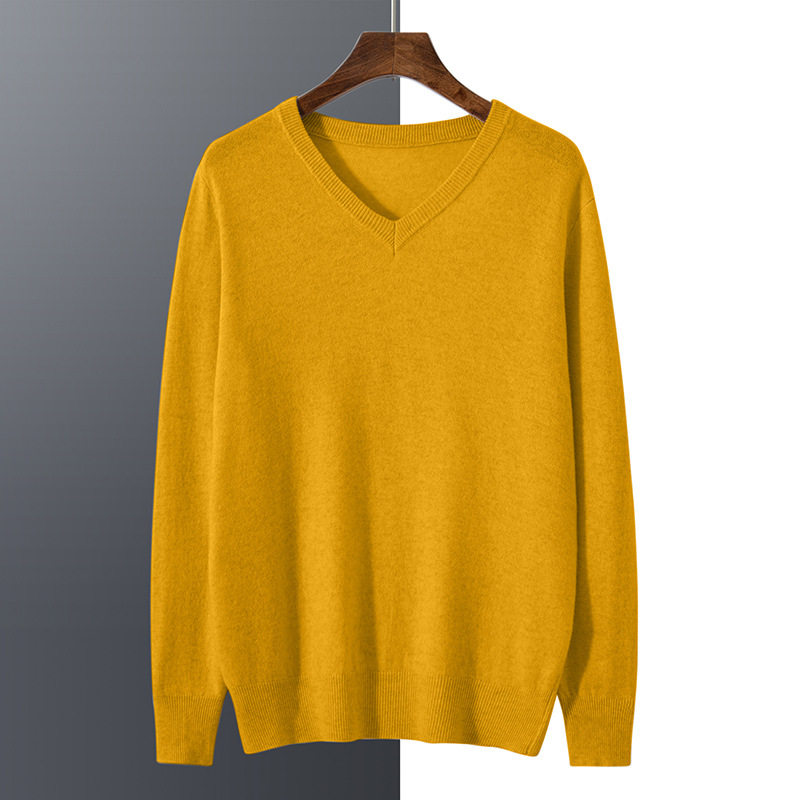 新款秋冬男士圆领针织宽松毛衣打底衫V领套头羊毛衫纯色大码毛衣