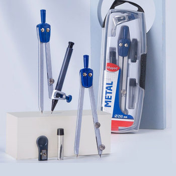 France Mapide metal compasses suit primary school students sub-gauge set ruler special engineering drawing drawing tools compasses