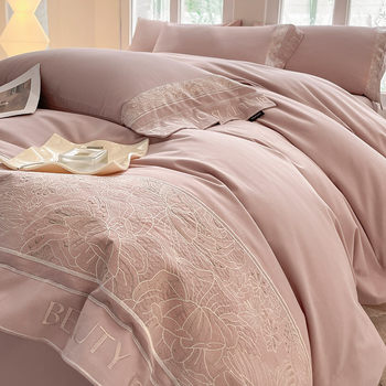 Winter Class A 200 cotton brushed thickened warm four-piece cotton light luxury solid color fitted sheet bedding