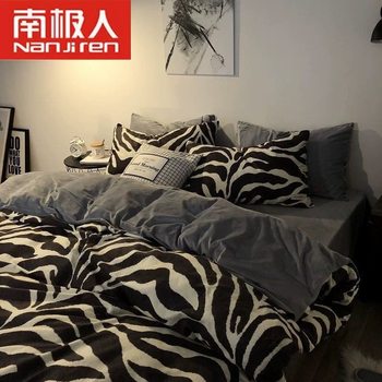 Nanjiren ins Four-piece Set Washed Cotton Bed Sheet Quilt Cover Bedding Student Dormitory Three-piece Set All-season Quilt Cover