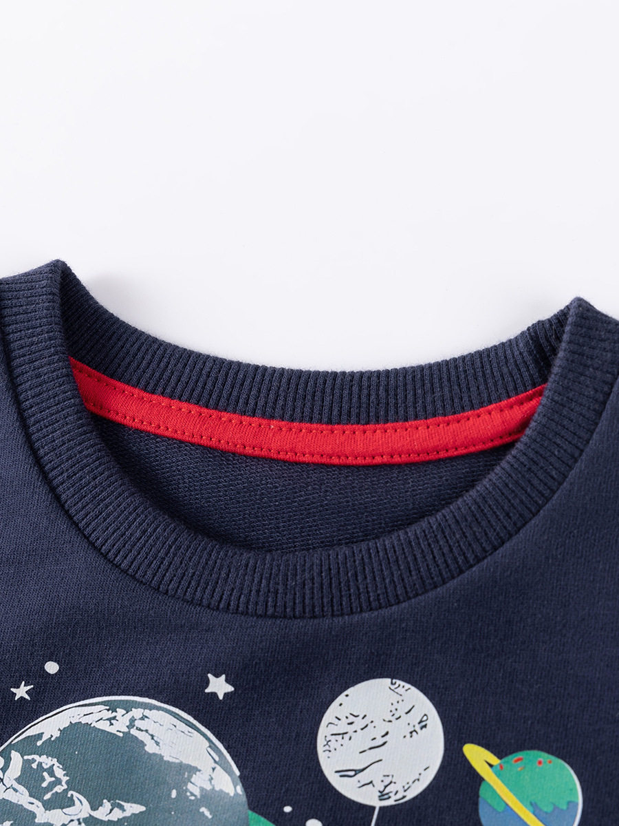 Pakaian Anak, Hoodie Anak Laki-laki Musim Gugur, Grosir Set Anak Motif Luar Angkasa Katun