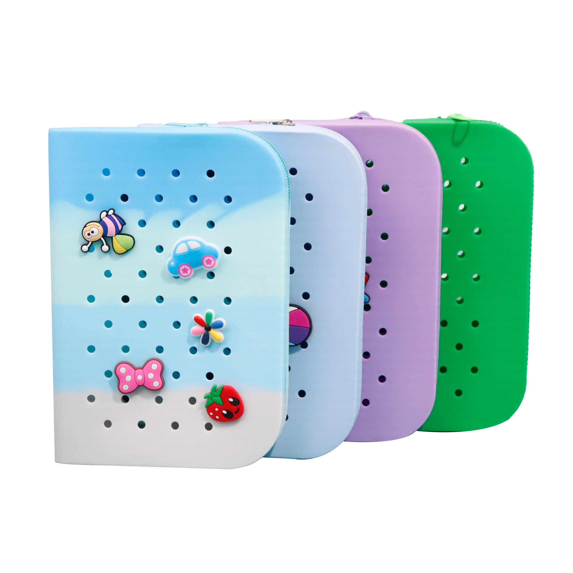 DIY Cute Silicone Hole Pencil Bag Student Large Capacity Stationery Box Pencil Bag Casual Stationery Storage Bag Wholesale