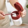 Material spoon separation seasoning box kitchen household seasoning tank salt pitcher seasoning storage box two-in-one design