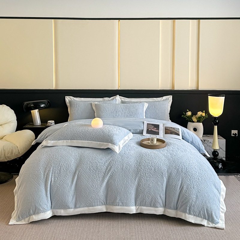 2025 New Corner Style Class a Fully Matte Milk Velvet Stereo 5D Carved Velvet Four-Piece Set Available for Live Broadcast and Can Be Shipped on Behalf of Others