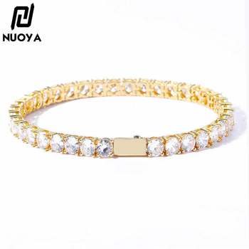 European and American Cross-Border Popular Hip-Hop Full Diamond Zircon Tennis Chain Men's Bracelet Light Luxury High-End Jewelry Accessories