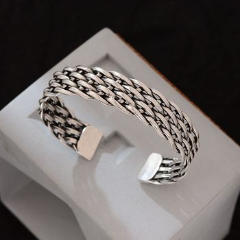 Cross-Border Popular Ethnic Style Braided Twist Wide Bracelet for Women, Simple and Versatile Bracelet, High-End Couple Hand Jewelry