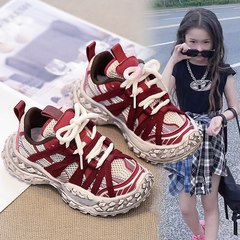 Children's Sports Shoes 2025 Spring & Fall New Tank Shoes Boys' Daddy Mesh Shoes Breathable Girls' Durian Tire Shoes