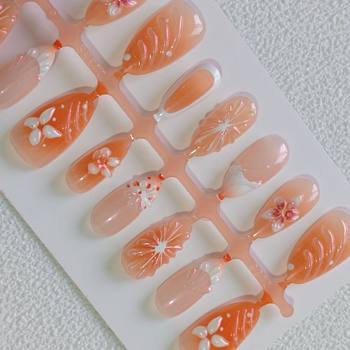 3D Embossed Three-Dimensional Wearable Nails, High-End and Sophisticated, Cross-Border Foreign Trade Exclusive Nail Art, Fake Nails, Women's Nail Tips Wholesale