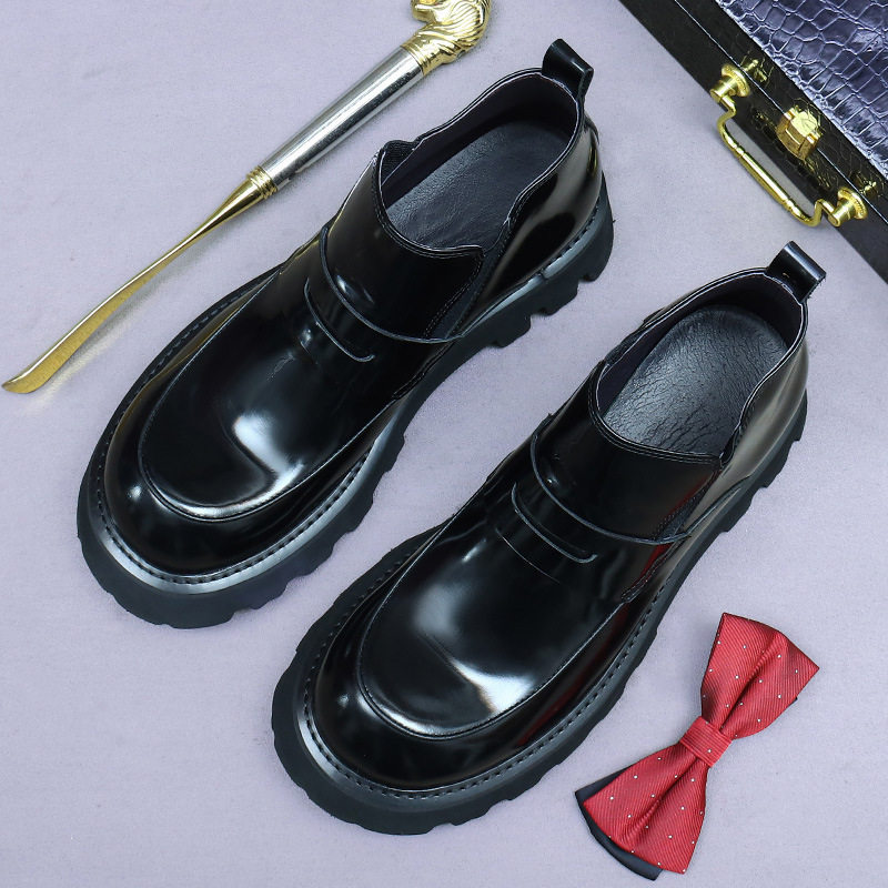 Boot Chelsea Nam Da Bò Cao Cổ Da Bóng Chiều Cao Đế Khoảng 5cm Màu Đen, Nâu