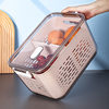 Japanese household refrigerator crisper kitchen double-layer draining basket with lid fruit washing basket plastic storage box