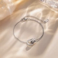 1531-5# silver titanium steel double ring bracelet