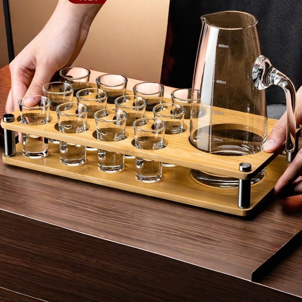 Liquor Dispencer Household Commercial Liquor Glass suit 100ml Scale Wine Pot Jug Wine Cup Rack Storage Rack