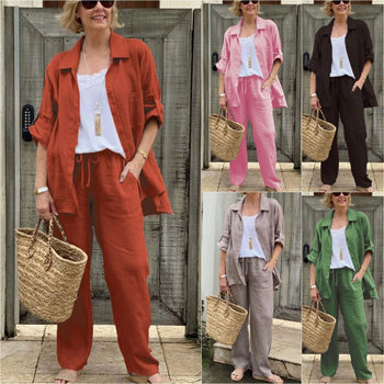 Foreign Trade New Women's Shirt Suit 2024 Casual Urban Suit Independent Station Women's Clothing Aliexpress Amazon