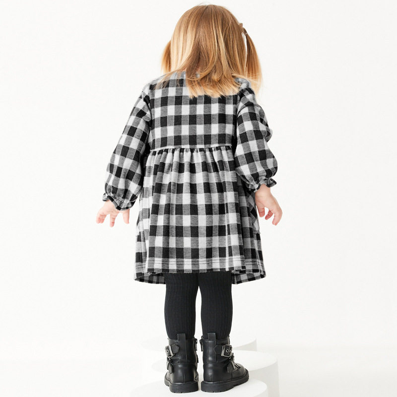Custom-made, Kids' Dress, New Autumn Children's Clothing Kids' Dress, Plaid Long-sleeve Girls' Dress