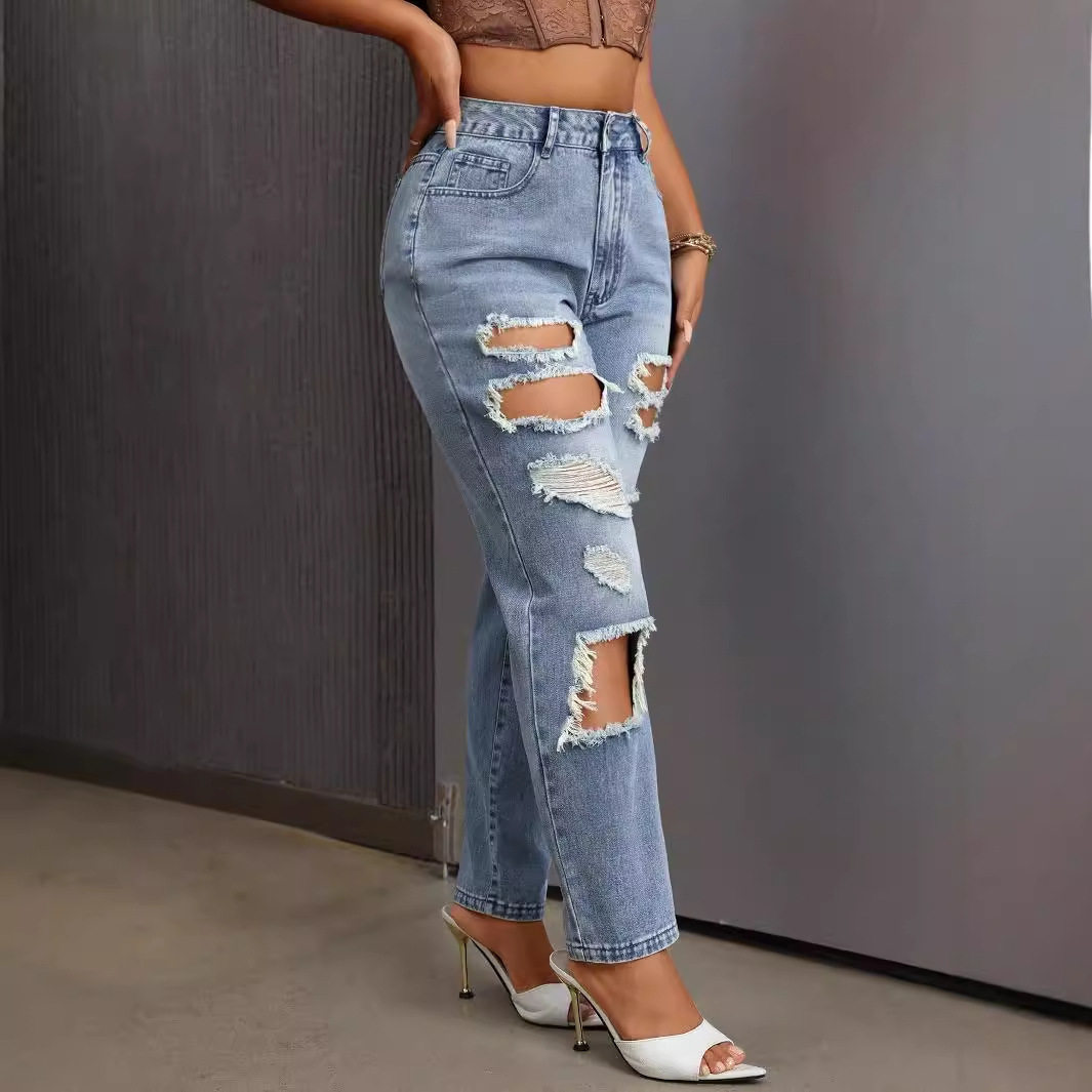 Womens Slim Fit Ripped Jeans Versatile Stylish Comfortable Casual Wear for Everyday Use Ready to Ship
