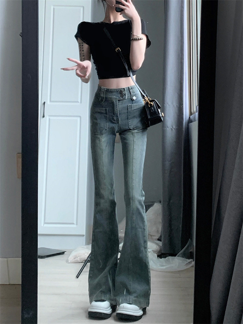 High Waisted Vintage Flare Jeans for Women Slim Fit Versatile Trendy Perfect for Spring and Autumn Wholesale
