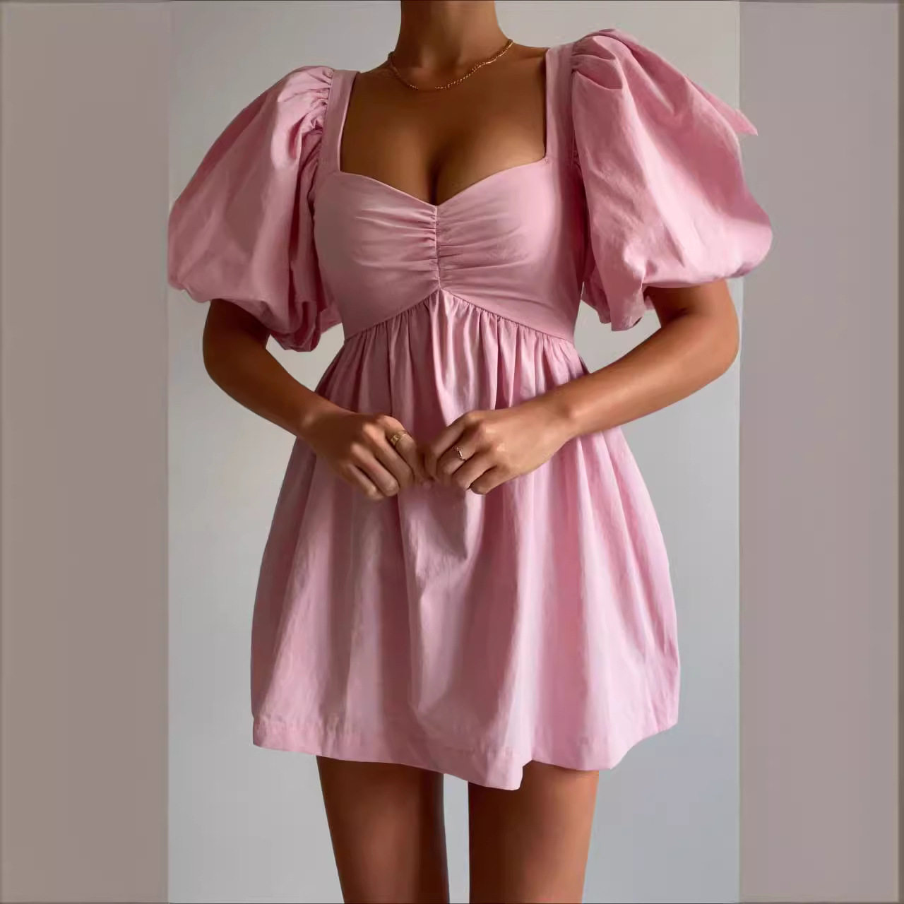 Womens Slim Fit V Neck Dress Elegant Ruching Waist Defining Stylish Design Perfect for Parties and Events
